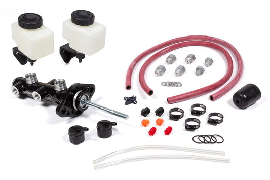 Master Cylinder - Tandem - 0.875 in Bore - 1.120 in Stroke - Remote Reservoir - Aluminum - Black Paint - Kit