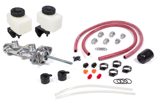 Master Cylinder - Tandem - 0.875 in Bore - 1.120 in Stroke - Remote Reservoir - Aluminum - Polished - Kit