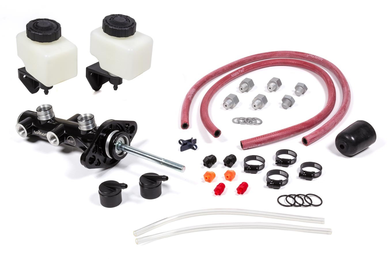 Master Cylinder - Tandem - 0.938 in Bore - 1.120 in Stroke - Remote Reservoir - Aluminum - Black Paint - Kit