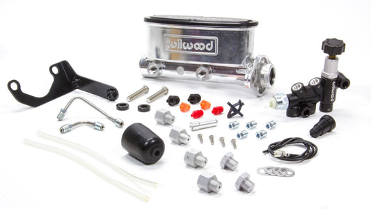 Master Cylinder - Tandem - 1 in Bore - 1.100 in Stroke - Integral Reservoir - Aluminum - Burnished - Kit