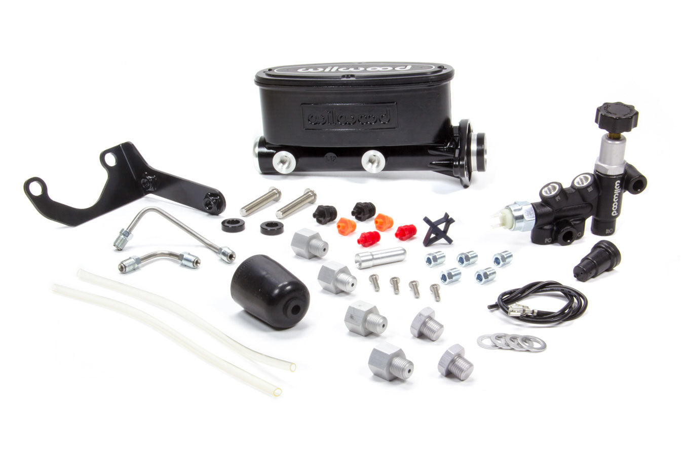 Master Cylinder - Tandem - 1.125 in Bore - 1.100 in Stroke - Integral Reservoir - Aluminum - Black Paint - Kit