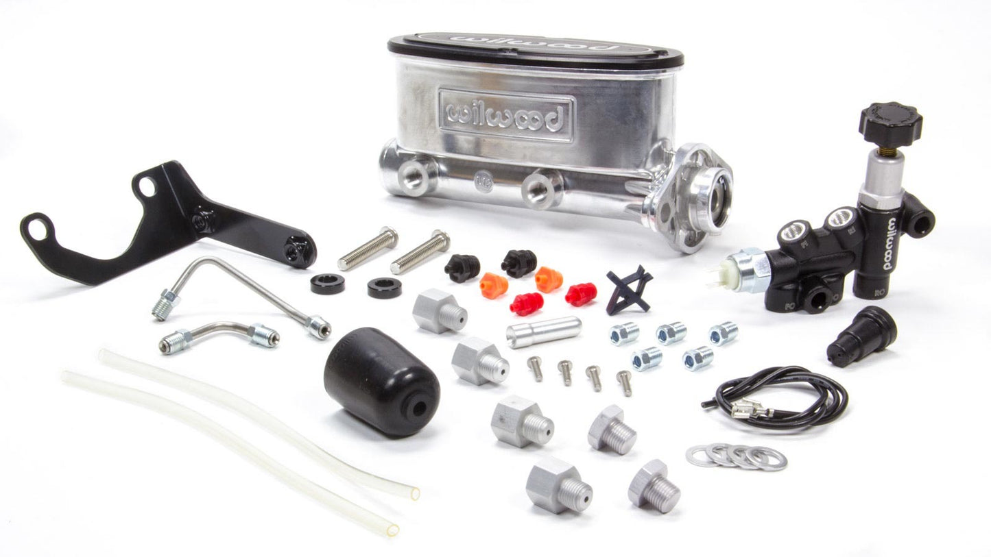 Master Cylinder - Tandem - 1.125 in Bore - 1.100 in Stroke - Integral Reservoir - Aluminum - Burnished - Kit