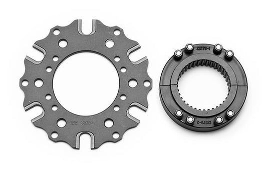 Brake Rotor Adapter - Rear Inboard - 2.300 in x 38 Spline Axle Mount to 6 x 5.500 in Rotor Bolt Pattern - Aluminum - Gray Anodized - Kit