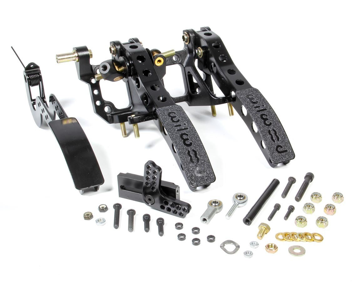 Pedal Assembly - Gas / Brake / Clutch - 5.25 to 1 Ratio - Throttle Linkage - Forward Floor Mount - Aluminum - Black Paint - Kit