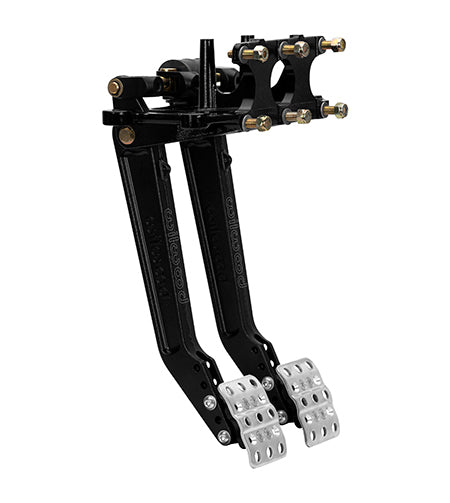 Pedal Assembly - Brake / Clutch - 5.5-6.25 to 1 Ratio - 10.87-11.88 in Long - Reverse Dash Mount - Aluminum - Black Paint - Universal - Kit
