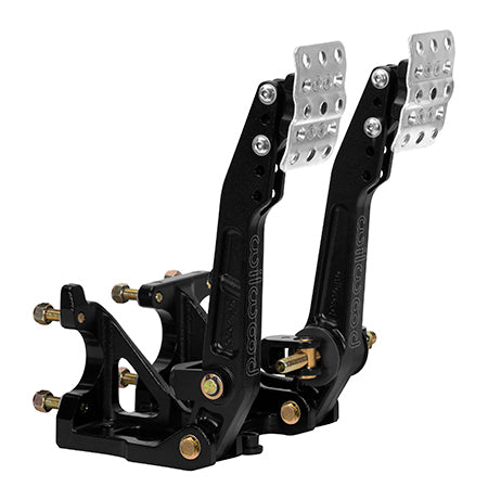 Pedal Assembly - Brake / Clutch - 4.75-5.75 to 1 Ratio - 9.16-10.39 in Long - Forward Floor Mount - Aluminum - Black Paint - Universal - Kit