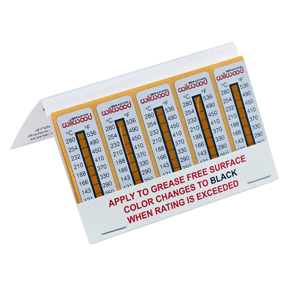 Brake Temperature Indicator - Adhesive Strips - Temperatures Range From 250 F to 536 F - Set of 10