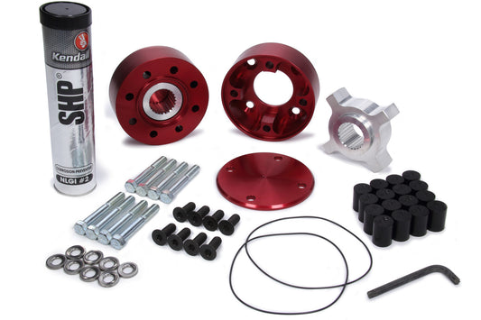 Drive Flange - Elastic Dynamic Dampener - 8-Bolt - 24 Spline - 80 Durometer Black Spool - Aluminum - Red Anodized - Wide 5 Hubs - Kit