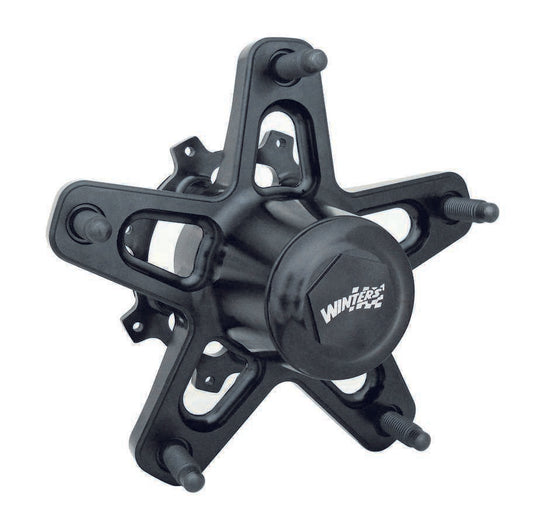 Wheel Hub - Trackstar 10 - Front - 2 Direct Mount Hub - Bearings / Dust Cap / Nuts / Wheel Studs Included - Aluminum - Black Anodized - Each