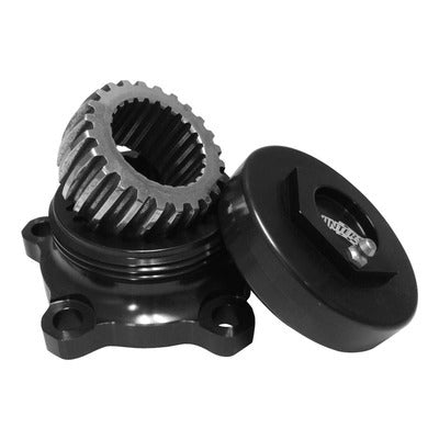 Drive Flange - 5-Bolt - 24 Spline - Screw-On - Cap - Crown Splined Coupler - Aluminum - Black Anodized - Wide 5 Hubs - Each