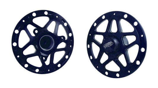 Wheel Hub - Front - 2 Direct Mount Hubs - Bearings / Dust Caps / Nuts / Wheel Studs Included - Aluminum - Black Anodized - Pair