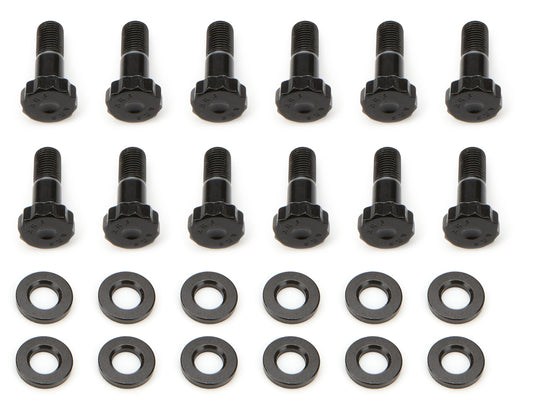 Ring Gear Bolt Kit - 3/8-24 in Right Hand Thread - 1.125 in Long - 12 Point Head - Steel - Black Oxide - Winters Quick Change - Set of 12