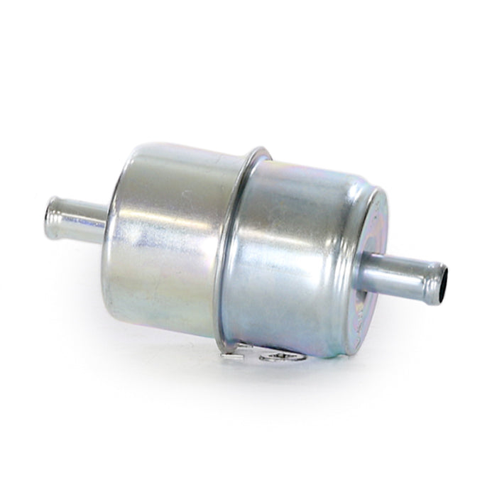 Fuel Filter - In-Line - Paper Element - 20 Micron - 3/8 in Hose Barb Inlet - 3/8 in Hose Barb Outlet - Steel - Zinc Plated - Each