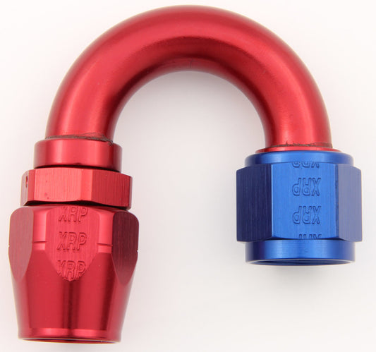 Fitting - Hose End - 180 Degree - 6 AN Hose to 6 AN Female - Double Swivel - Aluminum - Blue / Red Anodized - Each