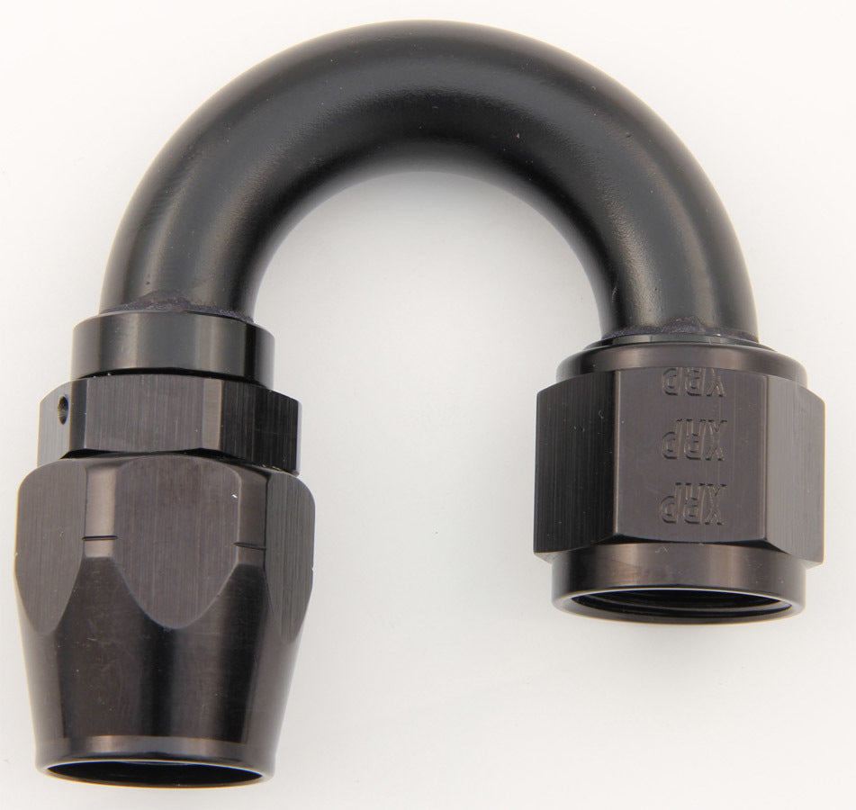 Fitting - Hose End - 180 Degree - 12 AN Hose to 12 AN Female - Double Swivel - Aluminum - Black Anodized - Each