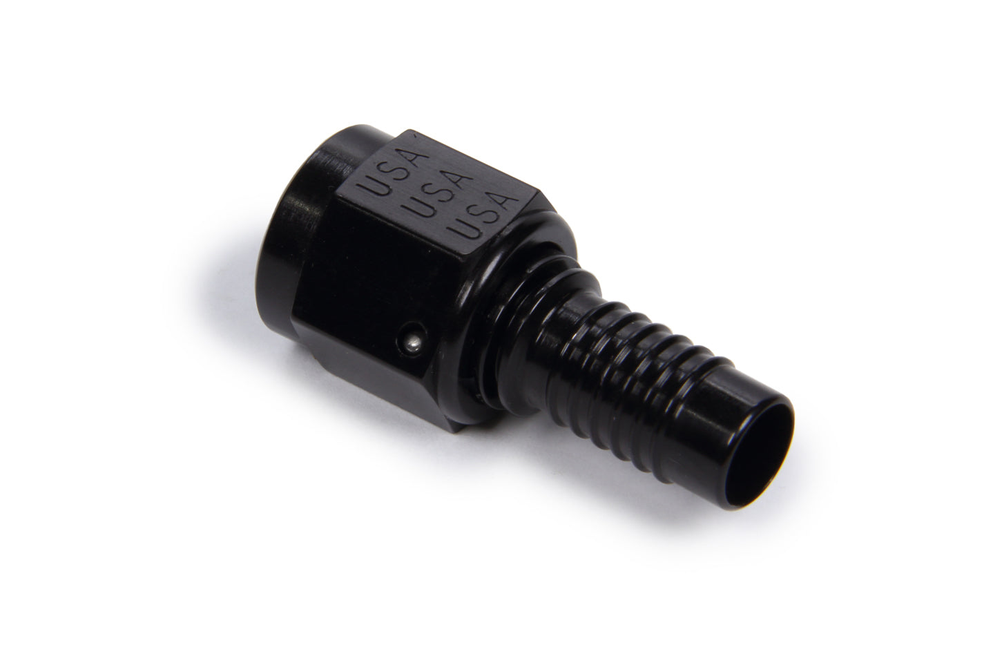 Fitting - Hose End - HS-79 - Straight - 6 AN Hose Crimp to 6 AN Female O-Ring - Aluminum - Black Anodized - Each