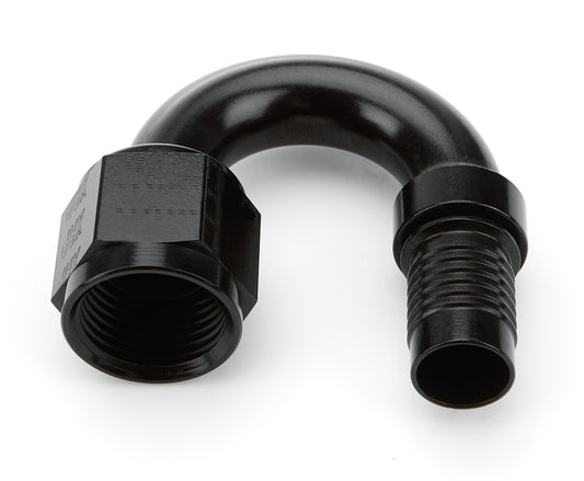 Fitting - Hose End - 180 Degree - 8 AN Hose Barb to 8 AN Female - Aluminum - Black Anodized - Each