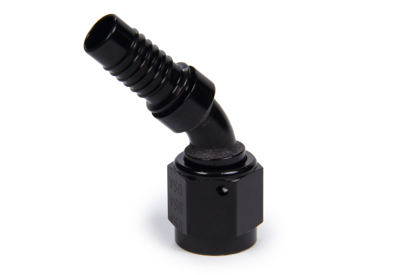 Fitting - Hose End - HS-79 - 45 Degree - 6 AN Hose Crimp to 6 AN Female - Aluminum - Black Anodized - Each