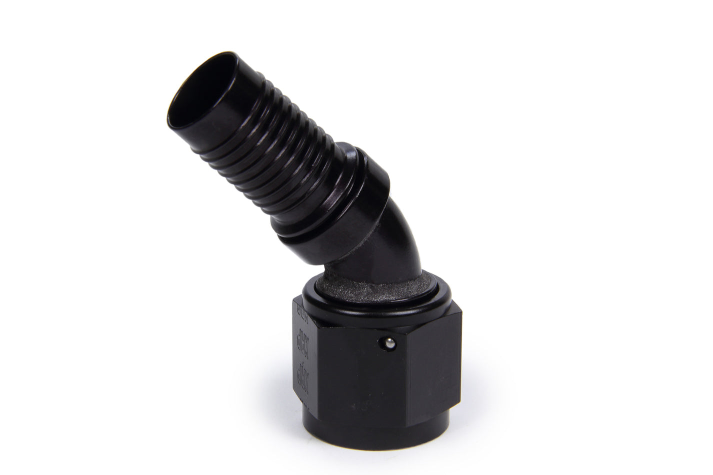 Fitting - Hose End - HS-79 - 45 Degree - 8 AN Hose Crimp to 8 AN Female - Aluminum - Black Anodized - Each