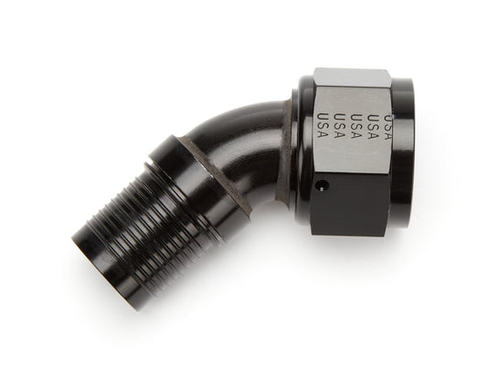 Fitting - Hose End - HS-79 - 45 Degree - 16 AN Crimp to 16 AN Female - Aluminum - Black Anodized - Each