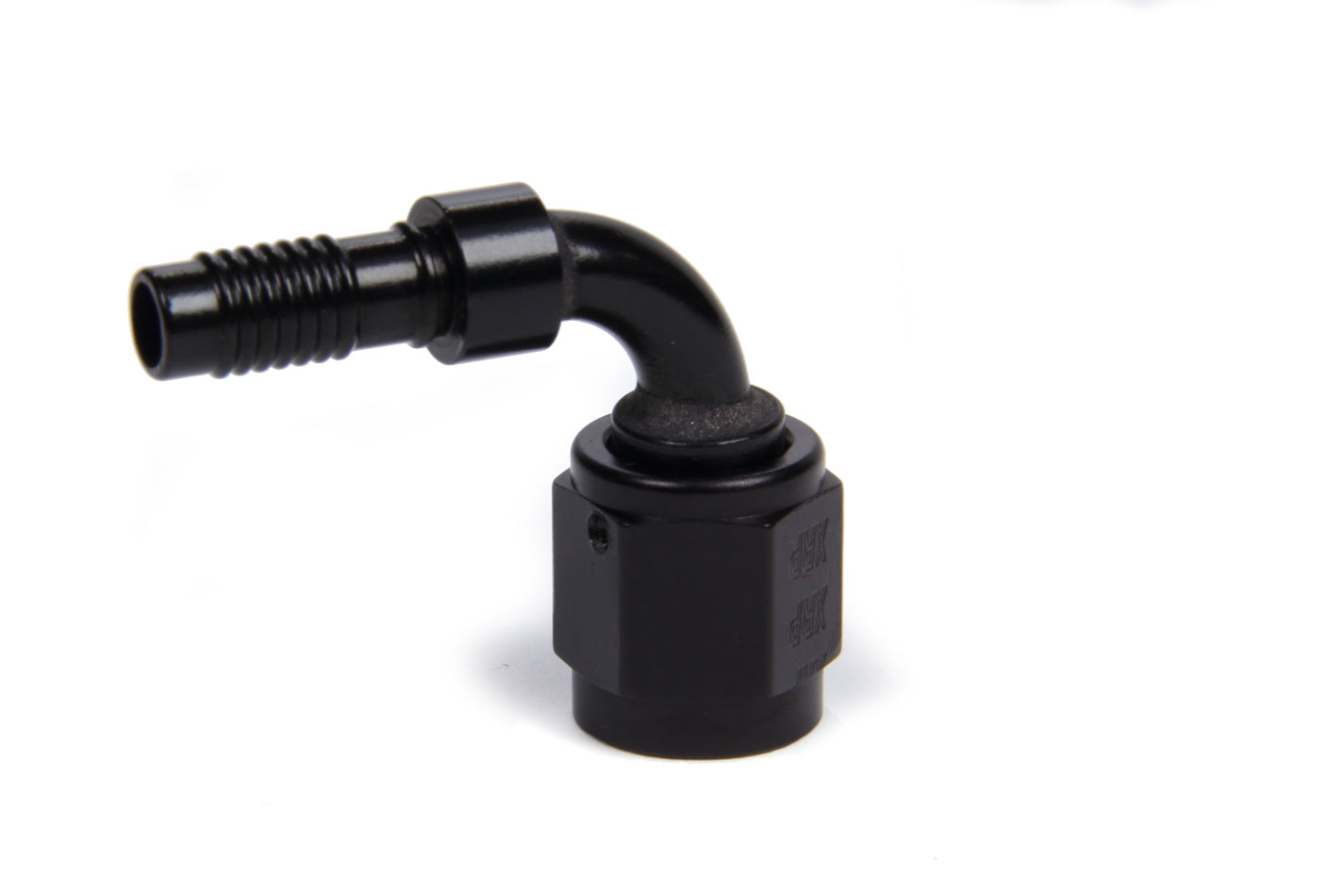 Fitting - Hose End - HS-79 - 90 Degree - 4 AN Hose Crimp to 4 AN Female - Aluminum - Black Anodized - Each