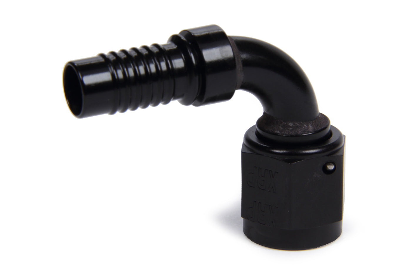 Fitting - Hose End - HS-79 - 90 Degree - 6 AN Hose Crimp to 6 AN Female - Aluminum - Black Anodized - Each