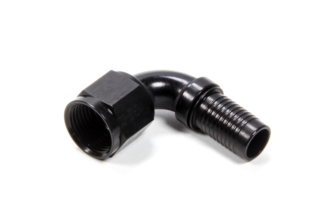 Fitting - Hose End - HS-79 - 90 Degree - 10 AN Hose Crimp to 10 AN Female - Aluminum - Black Anodized - Each