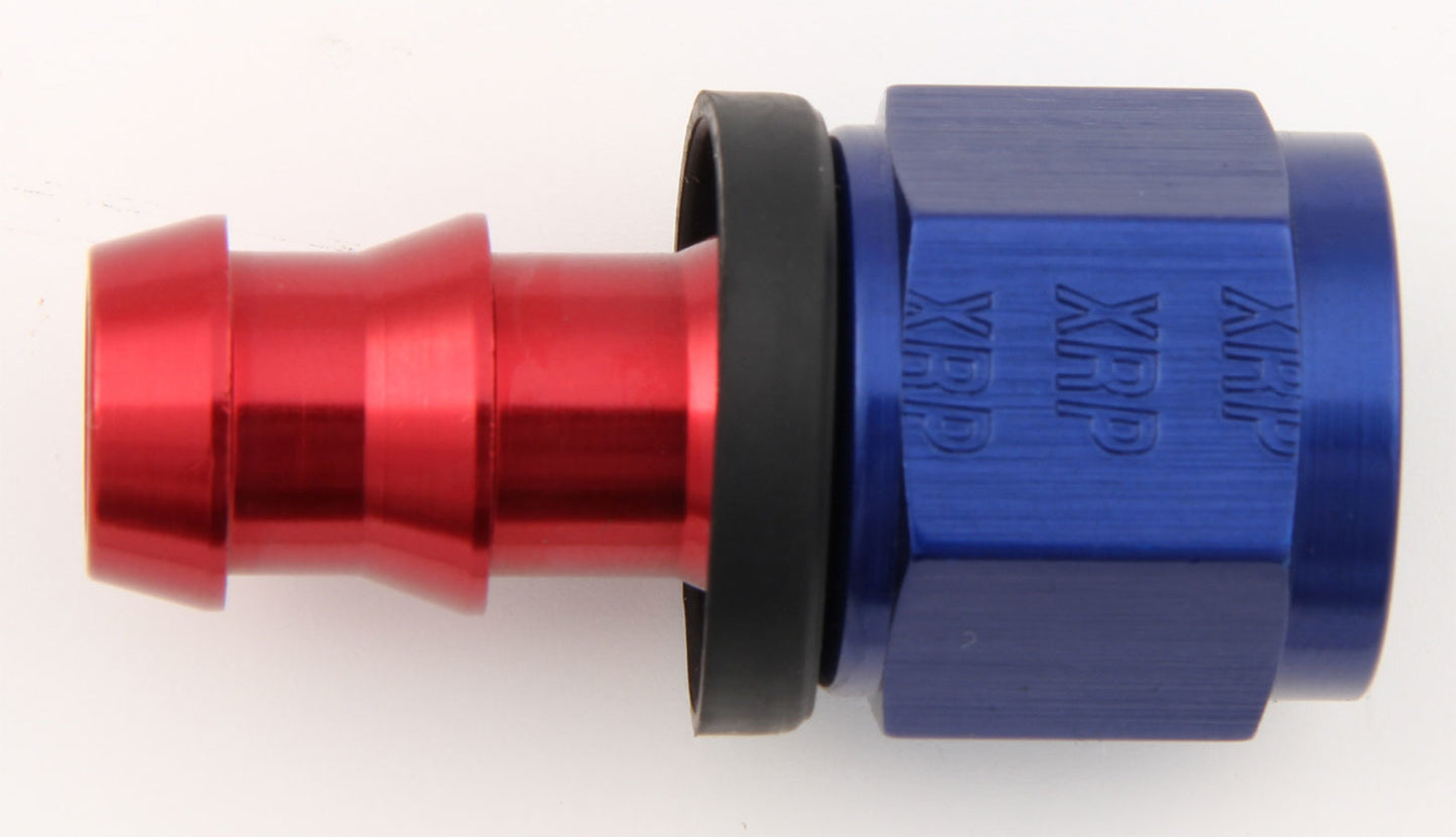 Fitting - Hose End - Push-On - Straight - 8 AN Hose Barb to 8 AN Female - Aluminum - Blue / Red Anodized - Each