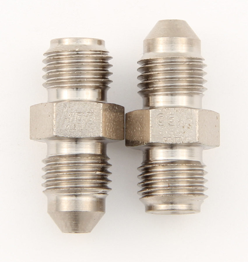 Fitting - Adapter - Straight - 3 AN Male to 3/8-24 in Inverted Flare Male - Short - Steel - Natural - 3/16 in Hardline - Pair