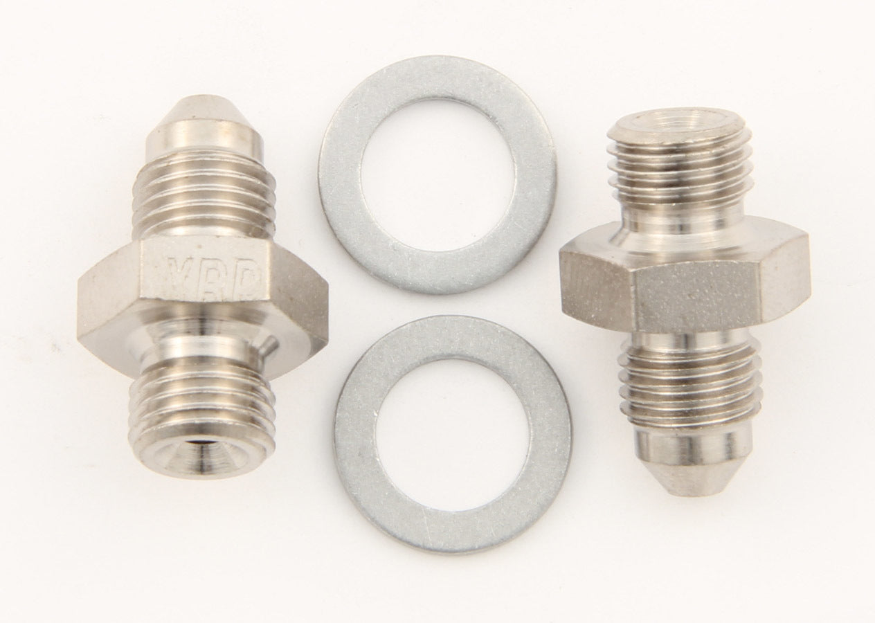 Fitting - Adapter - Straight - 3 AN Male to 3/8-24 in Male Crush Washer Seal - Steel - Natural - Pair