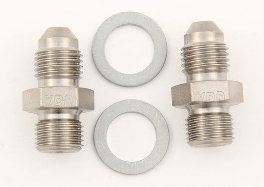 Fitting - Adapter - Straight - 3 AN Male to 7/16-20 in Male Crush Washer Seal - Steel - Natural - Pair