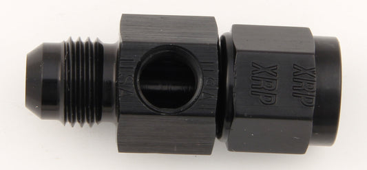 Fitting - Gauge Adapter - Straight - 6 AN Female to 6 AN Male - 1/8 in NPT Gauge Port - Aluminum - Black Anodized - Each