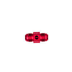Fitting - Gauge Adapter - Straight - 8 AN Male to 8 AN Male - 1/8 in NPT Gauge Port - Aluminum - Red Anodized - Each