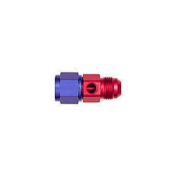 Fitting - Gauge Adapter - Straight - 10 AN Female to 10 AN Male - 1/8 in NPT Gauge Port - Aluminum - Blue / Red Anodized - Each