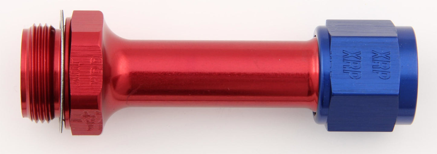 Carburetor Inlet Fitting - Straight - 8 AN Female Swivel to 7/8-20 in Male - Aluminum - Blue / Red Anodized - Holley Carburetors - Each