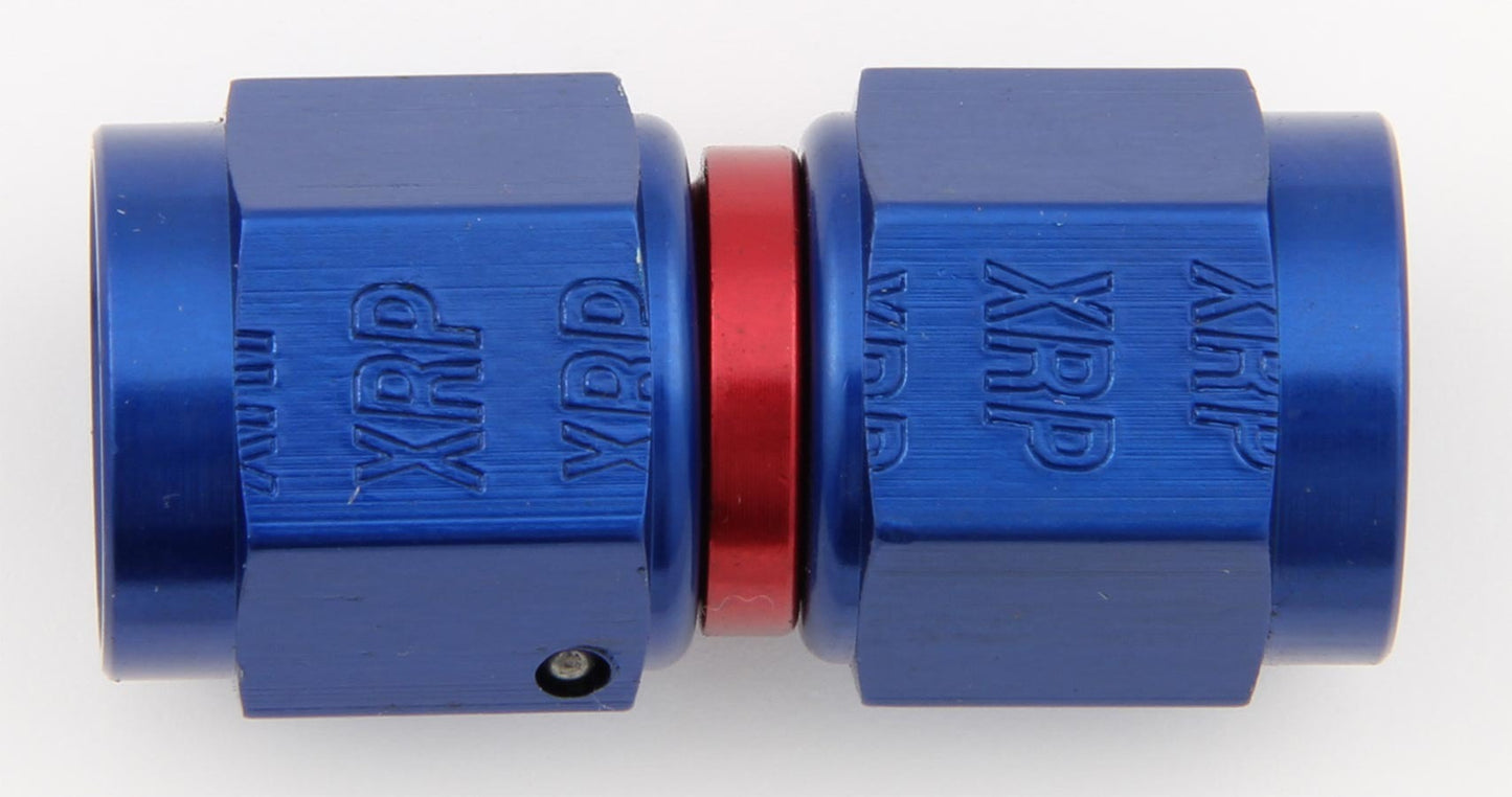 Fitting - Adapter - Straight - 10 AN Female Swivel to 10 AN Female Swivel - Aluminum - Blue / Red Anodized - Each