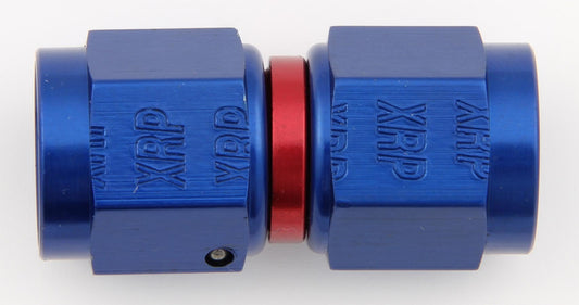 Fitting - Adapter - Straight - 10 AN Female Swivel to 10 AN Female Swivel - Aluminum - Blue / Red Anodized - Each