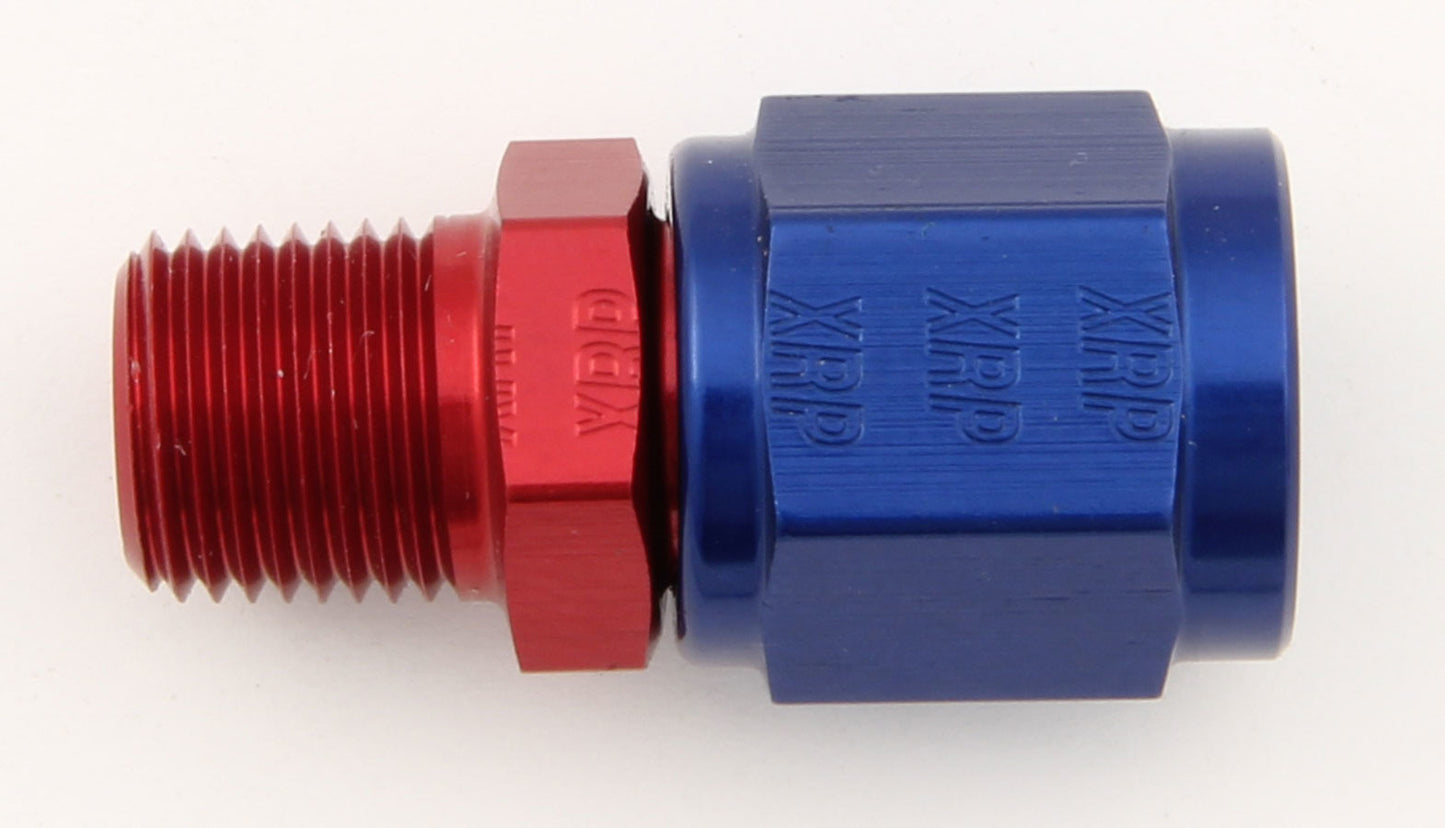 Fitting - Adapter - Straight - 4 AN Female Swivel to 1/8 in NPT Male - Aluminum - Blue / Red Anodized - Each