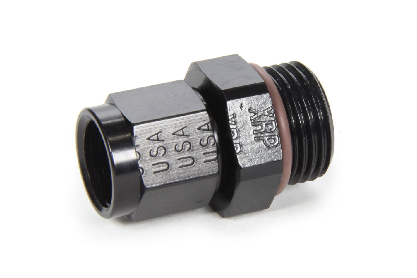 Fitting - Adapter - Straight - 6 AN Female Swivel to 8 AN Male O-Ring - Aluminum - Black Anodized - Each