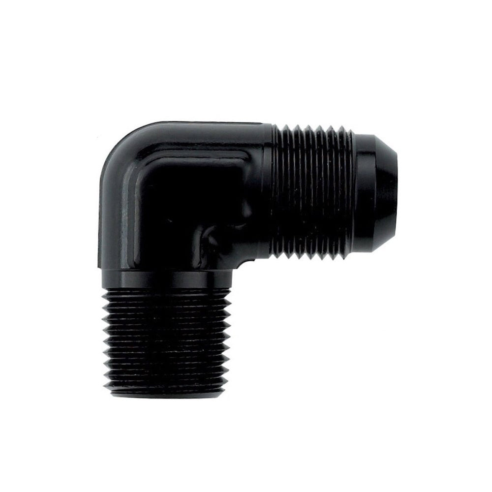 Fitting - Adapter - 90 Degree - 3 AN Male to 1/8 in NPT Male - Aluminum - Black Anodized - Each