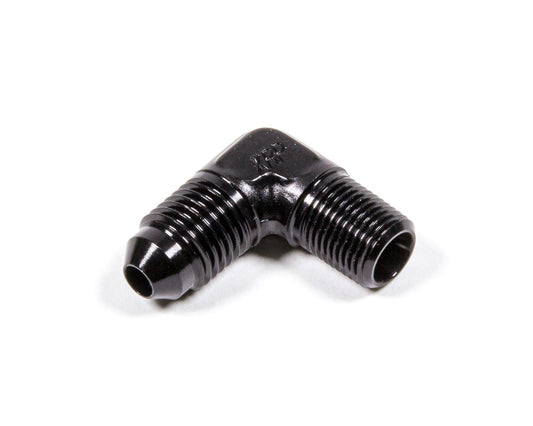 Fitting - Adapter - 90 Degree - 4 AN Male to 1/8 in NPT Male - Aluminum - Black Anodized - Each