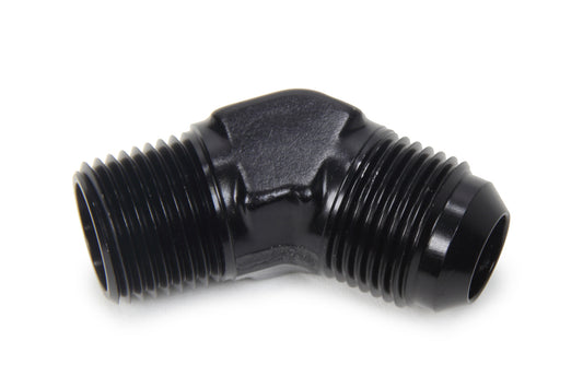 Fitting - Adapter - 45 Degree - 10 AN Male to 1/2 in NPT Male - Aluminum - Black Anodized - Each