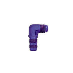 Fitting - Bulkhead - 90 Degree - 6 AN Male to 6 AN Male Bulkhead - Aluminum - Blue Anodized - Each