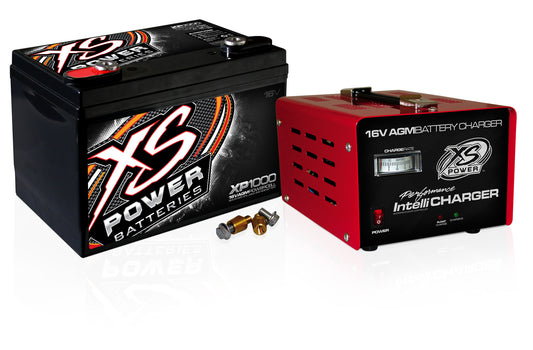 Battery and Charger - AGM - 16V - 675 Cranking amps - Threaded Terminals - Top Terminals - 10.24 in L x 7.20 in H x 6.75 in W - Kit