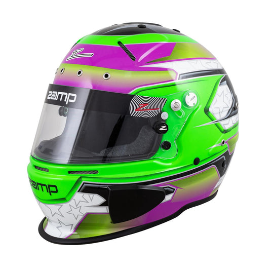 Helmet - RZ-70E Switch - Snell SA2020 - FIA Approved - Head and Neck Support Ready - Gloss Green / Purple - Large - Each