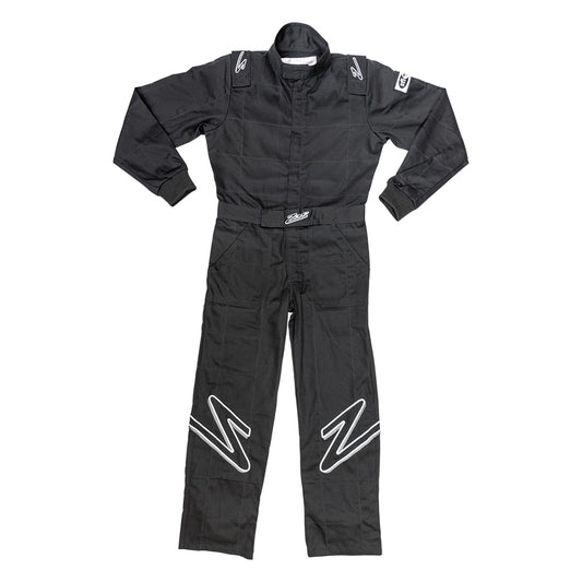 Driving Suit - ZR-10 - 1-Piece - SFI 3.2A/1 - Single Layer - Fire Retardant Cotton - Black / White Stripes - Youth Large - Each