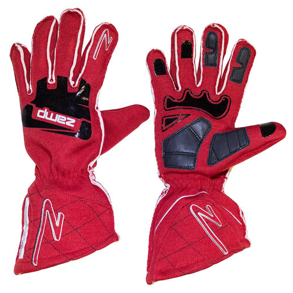 Driving Gloves - ZR-50 - SFI 3.3/5 - Double Layer - Fire Retardant Fabric / Silicone - Red - Large - Pair