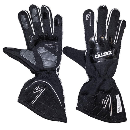 Driving Gloves - ZR-50 - SFI 3.3/5 - Double Layer - Fire Retardant Fabric / Silicone - Black - Large - Pair