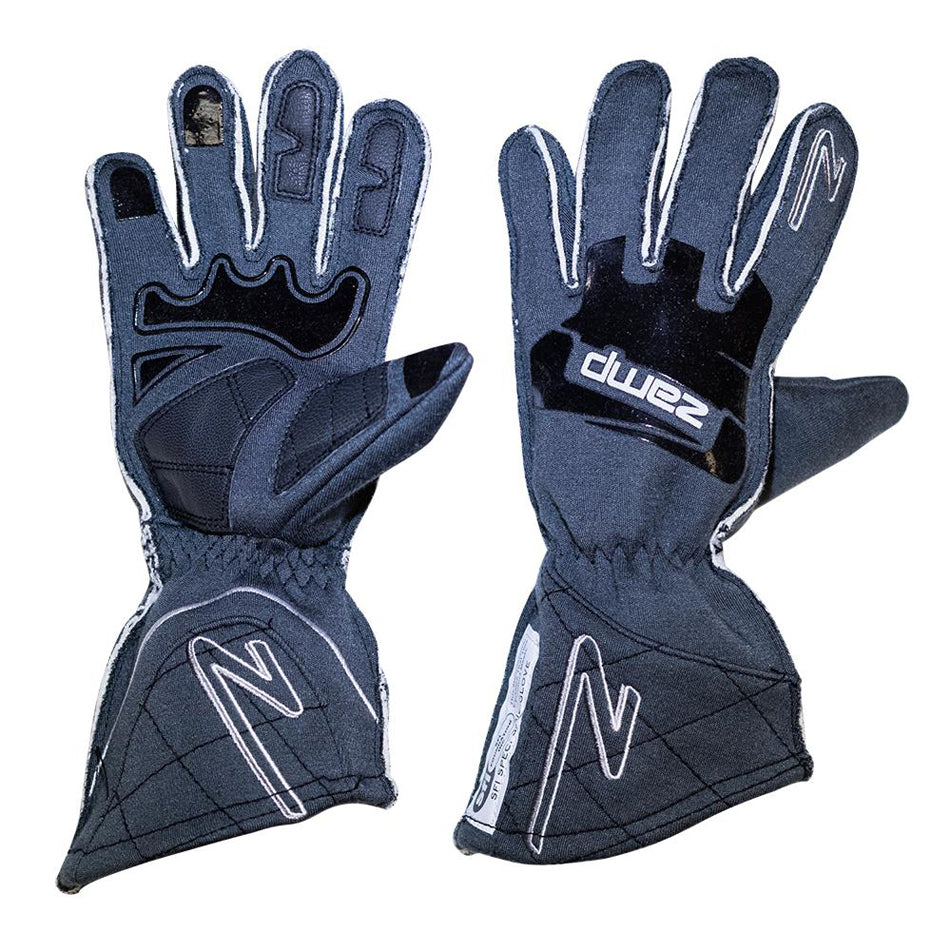 Driving Gloves - ZR-50 - SFI 3.3/5 - Double Layer - Fire Retardant Fabric / Silicone - Gray - Medium - Pair