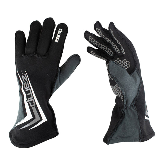 Driving Gloves - ZR-60 - SFI 3.3/5 - Double Layer - Fire Retardant Fabric - Silicone Palm - Black - 2X-Large - Pair